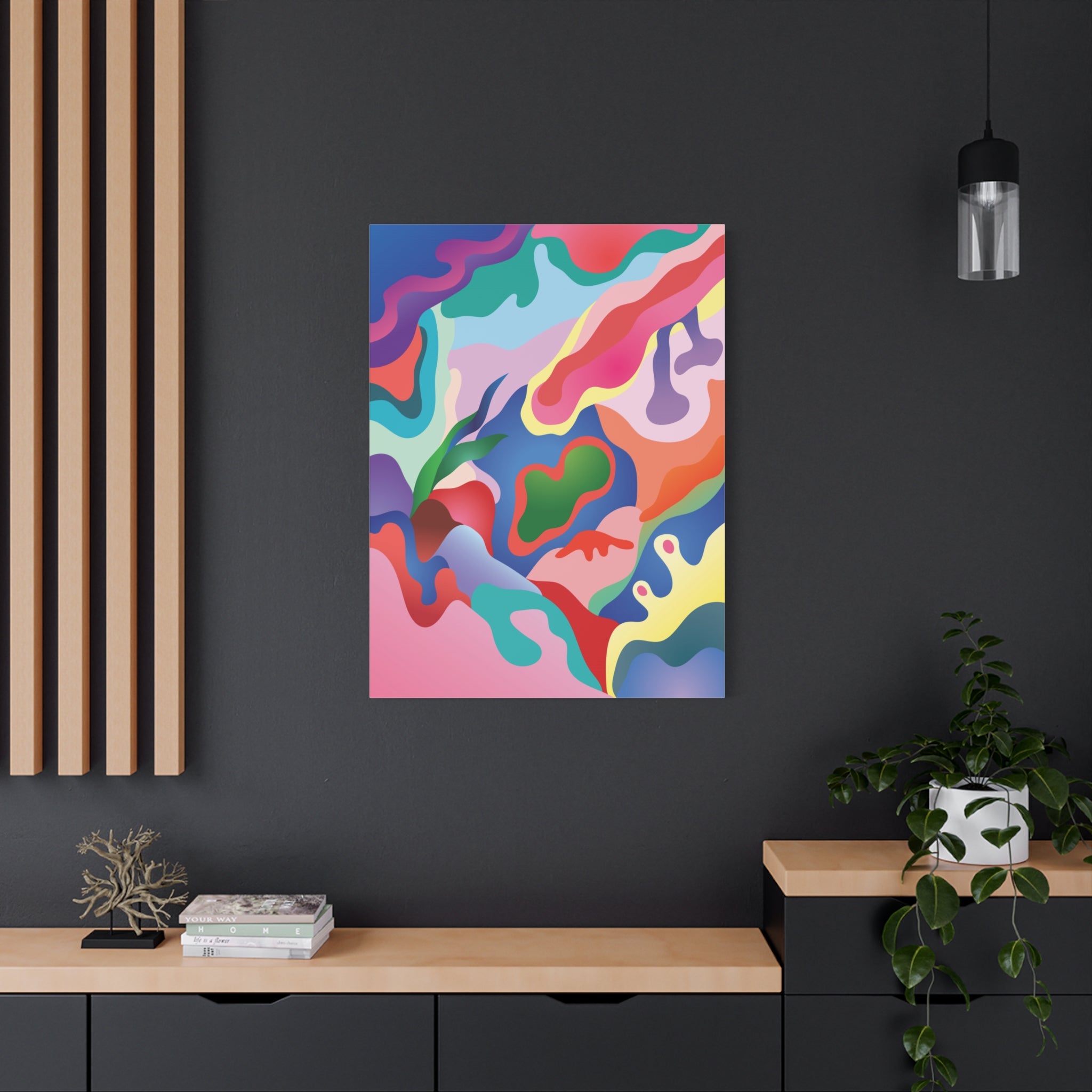 canvas abstract on wall