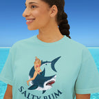 close up of blue tee