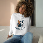 salty bum cropped hoodie white