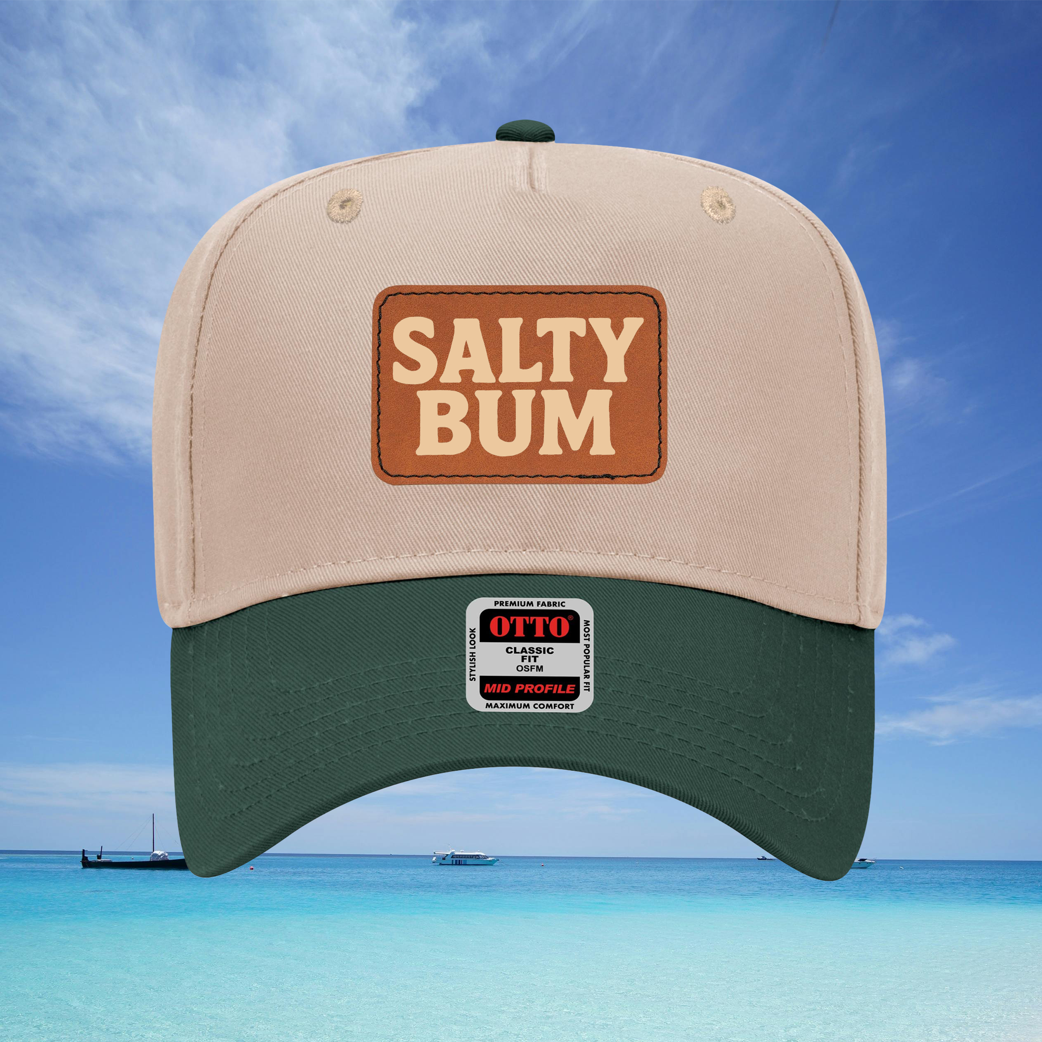 Salty Bum Leather Patch Baseball Cap
