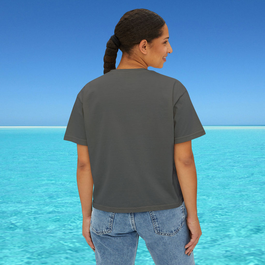 back of grey boxy tee