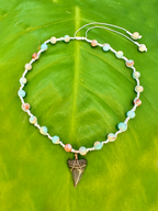 "Sky Blue Jasper" Mako Shark Tooth Necklace